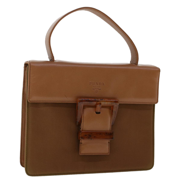 PRADA Hand Bag Nylon Leather Brown Auth cl658 - Picture 1 of 16